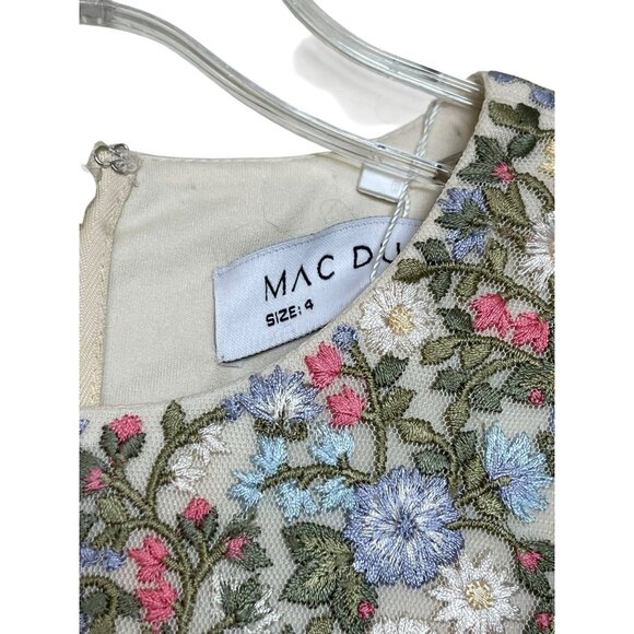 Mac Duggal Girls Dress Size 4 Pageant Heavily Embroidered Ivory Pink Floral 3153 - Picture 6 of 13